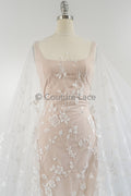 Blumen Braut Spitze Off-White/ Brautspitze mit Blumen/ Hochzeit Spitze/ Couture Spitze// L23-629