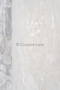 Florale Braut Spitze Off-White/ Brautspitze Stoff mit Pailletten/ florale Hochzeit Spitze mit Pailletten/ Couture Spitze// L23-632