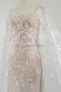 Florale Braut Spitze Off-White/ Brautspitze Stoff mit Pailletten/ florale Hochzeit Spitze mit Pailletten/ Couture Spitze// L23-632