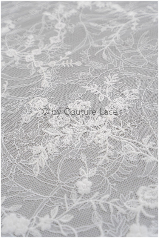 Florale Braut Spitze Off-White/ französische Braut Spitze/ florale Hochzeit Spitze/ Couture Spitze// L23-633