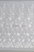 3D Blumen Spitzenstoff/ Braut Spitze Off-White/ romantischer Blumen Spitzenstoff/ Hochzeit Spitzenstoff// L23-608