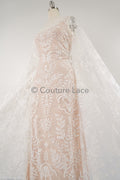 Blumen Braut Spitze Off-White/ Braut Spitzenstoff/ Brautspitze mit Blumen/ Blumen Hochzeit Spitze/ Couture Spitze// L23-001N