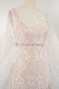 Blumen Braut Spitze Off-White/ Braut Spitzenstoff/ Brautspitze mit Blumen/ Blumen Hochzeit Spitze/ Couture Spitze// L23-001N