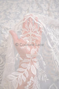 Blumen Braut Spitze Off-White/ Braut Spitzenstoff/ Brautspitze mit Blumen/ Blumen Hochzeit Spitze/ Couture Spitze// L23-001N