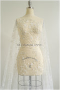 3D flower lace fabric/ pearl bridal fabric/ romantic flower lace fabric with 3D flowers/ wedding lace fabric // L22-476