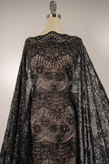 Schwarzer Perlen Spitzenstoff/ Couture Spitzenstoff/ schwarze Brautspitze/ Perlen Perlen Spitze/ schwarze Abendkleider Spitze // L19-252
