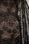 Schwarzer Perlen Spitzenstoff/ Couture Spitzenstoff/ schwarze Brautspitze/ Perlen Perlen Spitze/ schwarze Abendkleider Spitze // L19-252