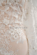 3D Blumen Spitzenstoff/ Braut Spitzenstoff Off-White/ romantischer Blumen Spitzenstoff mit 3D Blumen/ Hochzeit Spitzenstoff// L19-211