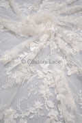 3D Blumen Spitzenstoff Off-White/ Braut Spitzenstoff/ romantischer Blumen Spitzenstoff/ Hochzeit Spitzenstoff// L19-210