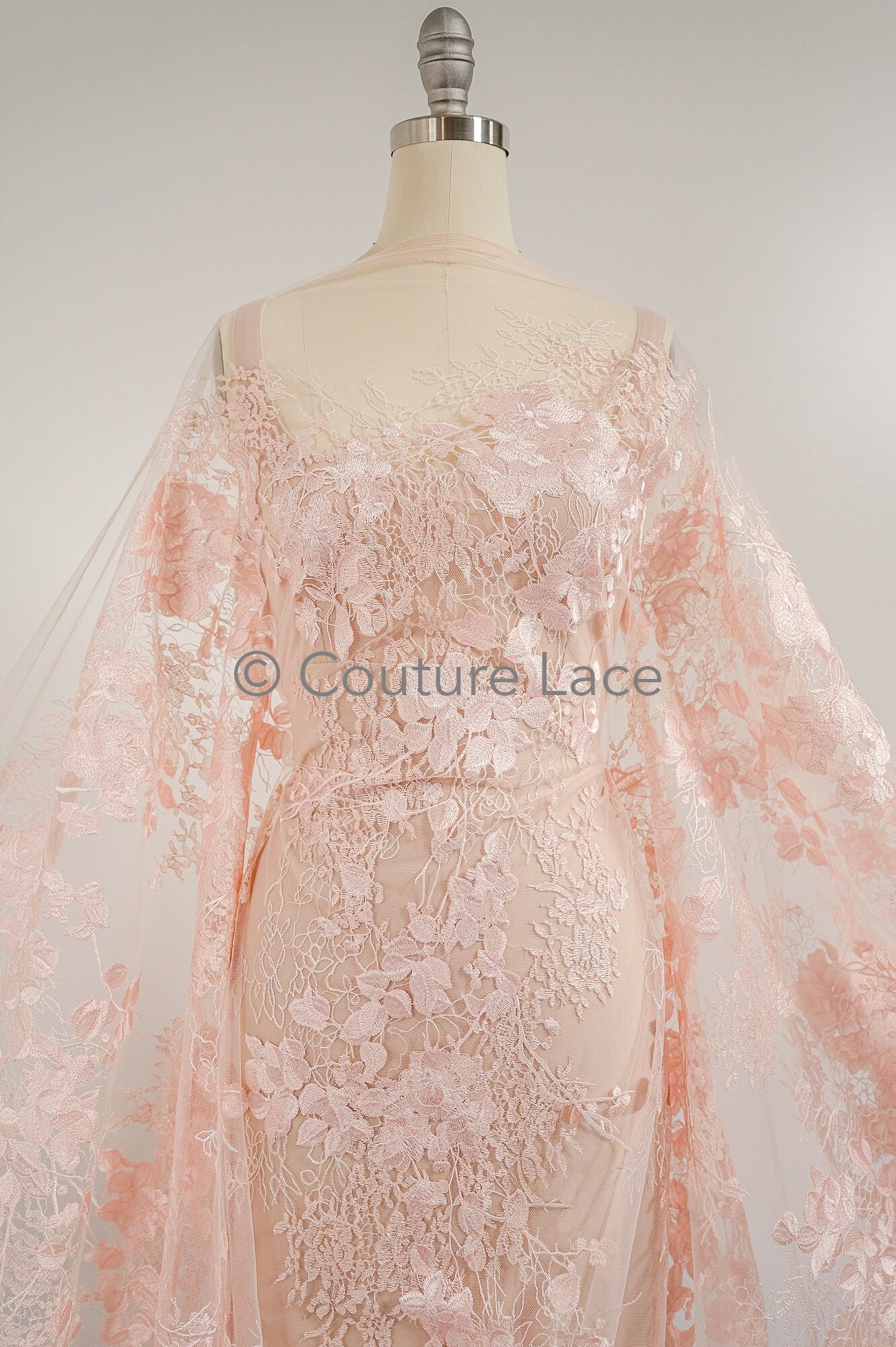 Rosa Blumen Spitze Stoff/ Braut Spitzen Stoff/ Blumen Hochzeit Spitze/ Couture Spitze //L19-263