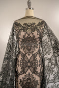 Floral black bridal lace / black bridal lace material / black evening lace / floral lace / black couture lace // L19-212