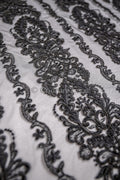 Schwarze Couture-Spitze / Couture-Abendkleid-Spitzenmaterial / schwarzes Abschlussball- oder Halloween-Kleid / schwarze Hochzeitsspitze // L18-193