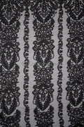 Schwarze Couture-Spitze / Couture-Abendkleid-Spitzenmaterial / schwarzes Abschlussball- oder Halloween-Kleid / schwarze Hochzeitsspitze // L18-193