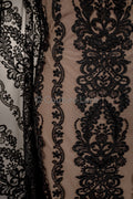 Schwarze Couture-Spitze / Couture-Abendkleid-Spitzenmaterial / schwarzes Abschlussball- oder Halloween-Kleid / schwarze Hochzeitsspitze // L18-193