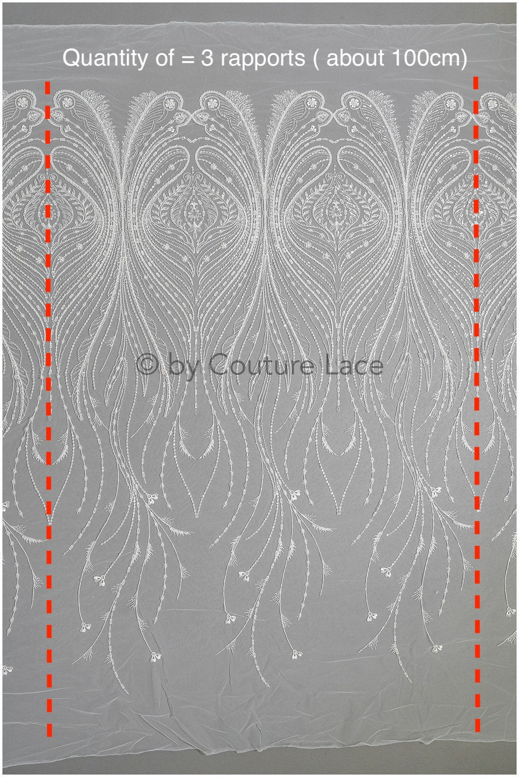 Wunderschöner perlenbesetzter Spitzenstoff mit kleinen Blättern/ Couture Spitzenstoff mit Perlen & Pailletten/ Brautspitze mit Zweigen & Blättern// L23-515