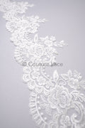 Off-white lace trim/ soft embroidered lace trim/ elegant lace border/ veil lace/ lace border // T23-044