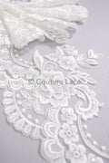 Off-white lace trim/ soft embroidered lace trim/ elegant lace border/ veil lace/ lace border // T23-044