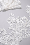 Off-white lace trim/ soft embroidered lace trim/ elegant lace border/ veil lace/ lace border // T23-044