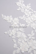 3D Blumen Applikation / Blumen Spitze Hochzeit Aufnäher / romantisches Kleid Spitze Applikation / Braut Blatt Applikation // A23-364