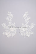 3D Blumen Applikation mit Kette/ Blumen Spitze Hochzeit Applikation/ romantisches Kleid Applikationen/ Blatt Applikationen// A23-366