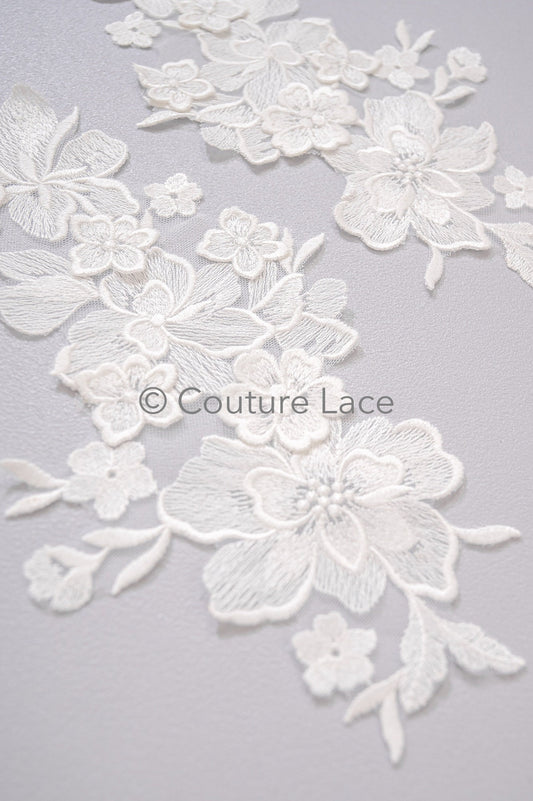 3D Blumen Applikationen/ Blumen Spitze Hochzeit Applikationen/ romantisches Kleid Applikationen/ Blatt Applikationen// A23-370