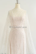 Perlen Spitzenstoff Off-White/ Couture Brautspitze/ Braut Spitzenstoff mit Perlen// L23-526