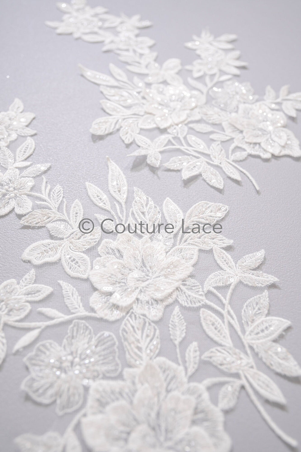 3D Blumen Applikation mit Kette/ Blumen Spitze Hochzeit Applikation/ romantisches Kleid Applikationen/ Blatt Applikationen// A23-366