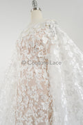 3D Blumen Spitzenstoff/ Braut Spitzenstoff/ romantischer Blumen Spitzenstoff mit 3D Blumen/ Hochzeit Spitzenstoff// L23-634