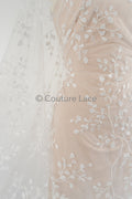 Florale Braut Spitze / Braut Spitze Material / offwhite Braut Spitze mit Folgen / florale Hochzeit Spitze / Couture Spitze / / L23-636