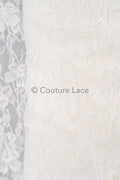 floral bridal lace / bridal lace material / offwhite bridal lace / floral wedding lace / couture lace / / L23-639