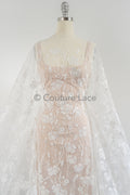 floral bridal lace / bridal lace material / offwhite bridal lace / floral wedding lace / couture lace / / L23-639