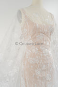 floral bridal lace / bridal lace material / offwhite bridal lace / floral wedding lace / couture lace / / L23-639