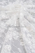 floral bridal lace / bridal lace material / offwhite bridal lace / floral wedding lace / couture lace / / L23-639