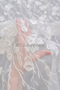 floral bridal lace / bridal lace material / offwhite bridal lace / floral wedding lace / couture lace / / L23-639