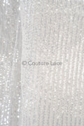 Pailletten Spitzenstoff Silber/ Couture Spitzenstoff/ Braut Spitzenstoff/ Spitze mit Pailletten// L23-641