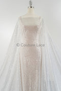 Pailletten Spitzenstoff Silber/ Couture Spitzenstoff/ Braut Spitzenstoff/ Spitze mit Pailletten// L23-641