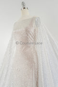 Pailletten Spitzenstoff Silber/ Couture Spitzenstoff/ Braut Spitzenstoff/ Spitze mit Pailletten// L23-641