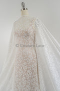 French floral lace/ bridal raschel lace/ French veil lace/ bridal chanitilly lace/ Edwardian lace fabric// L23-648