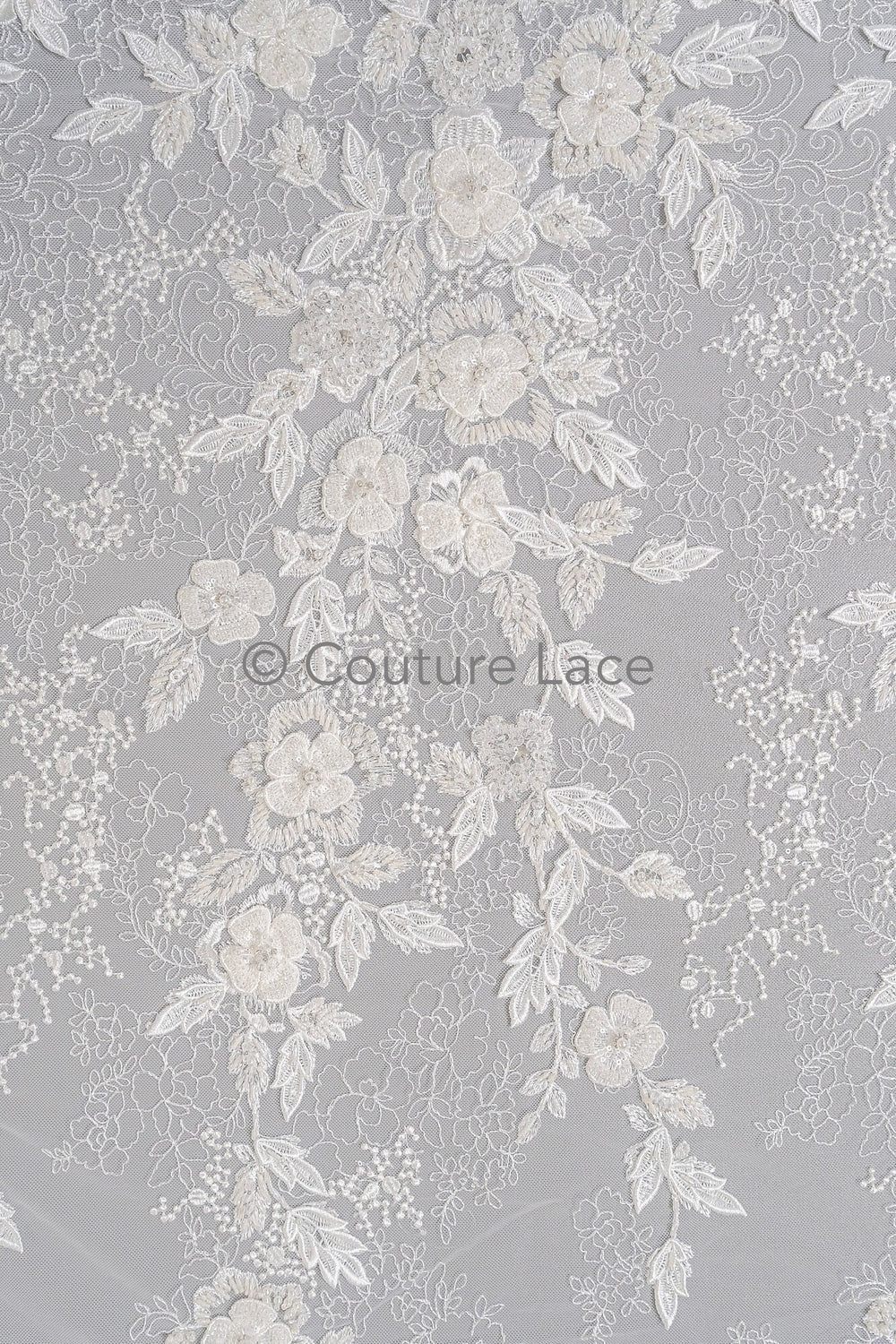 3D Blumen Perlen Spitzen Stoff/ Couture Spitzenstoff mit Perlen/ Braut Spitzenstoff/ Brautspitze// L23-638
