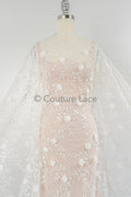 3D Blumen Perlen Spitze Stoff/ Couture Spitzen Stoff mit Folgen/ Braut Spitzen Stoff/ Hochzeit Spitze// L23-649
