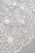 3D Blumen Perlen Spitze Stoff/ Couture Spitzen Stoff mit Folgen/ Braut Spitzen Stoff/ Hochzeit Spitze// L23-649
