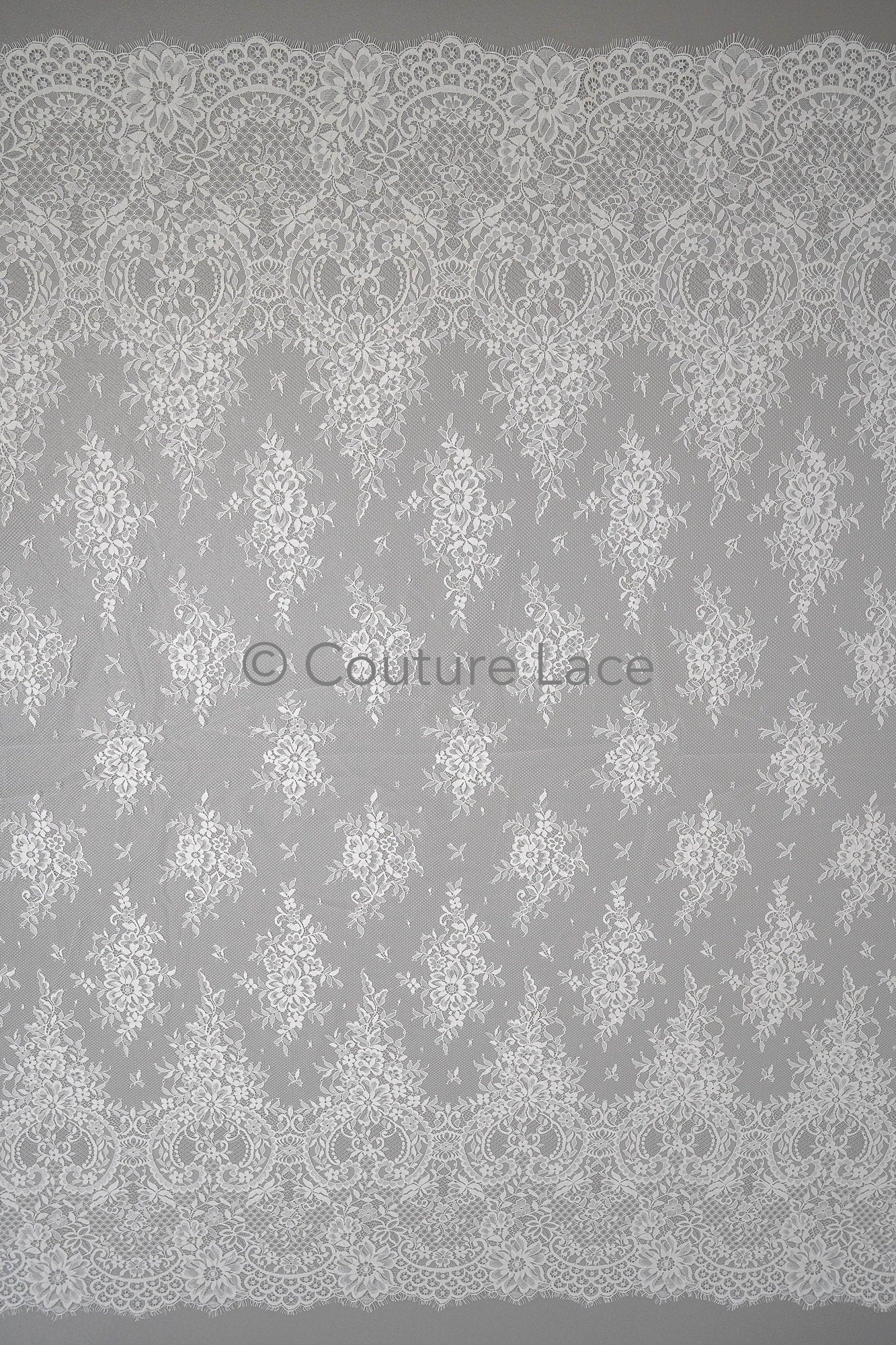 3.3yds French lace/ bridal floral lace material/ off-white bridal lace/ floral wedding lace/ Chantilly lace// L23-615