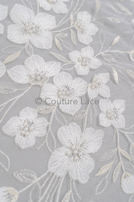Perlen Spitze Stoff/ Couture Spitzen Stoff mit Perlen/ Braut Spitzen Stoff/ Perlen Spitze// L23-650