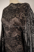 Schwarzer Perlen Spitzenstoff/ Couture Spitzenstoff/ schwarze Brautspitze/ Perlen Perlen Spitze/ schwarze Abendkleider Spitze // L19-252