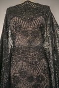 Schwarzer Perlen Spitzenstoff/ Couture Spitzenstoff/ schwarze Brautspitze/ Perlen Perlen Spitze/ schwarze Abendkleider Spitze // L19-252