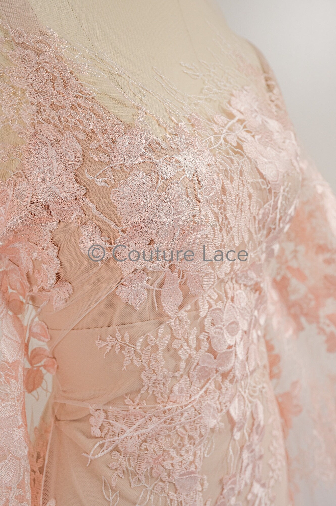 Rosa Blumen Spitze Stoff/ Braut Spitzen Stoff/ Blumen Hochzeit Spitze/ Couture Spitze //L19-263