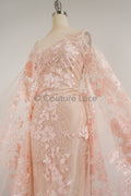 Rosa Blumen Spitze Stoff/ Braut Spitzen Stoff/ Blumen Hochzeit Spitze/ Couture Spitze //L19-263