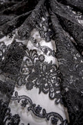 Schwarze Couture-Spitze / Couture-Abendkleid-Spitzenmaterial / schwarzes Abschlussball- oder Halloween-Kleid / schwarze Hochzeitsspitze // L18-193