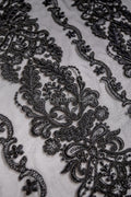 Schwarze Couture-Spitze / Couture-Abendkleid-Spitzenmaterial / schwarzes Abschlussball- oder Halloween-Kleid / schwarze Hochzeitsspitze // L18-193