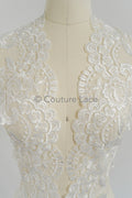 Off-white lace trim/ soft embroidered lace trim/ elegant lace border/ veil lace/ lace border // T23-044